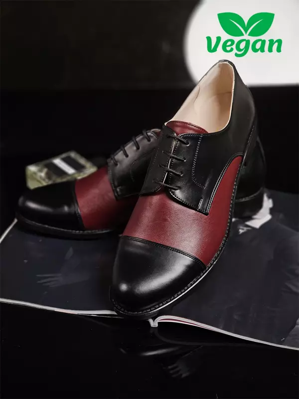Vegan Black & Bordeaux Leather 2 cm heel