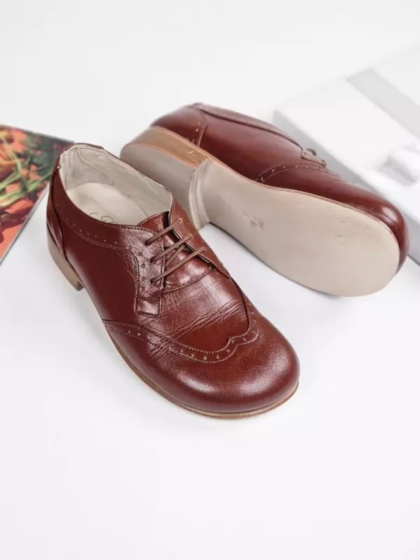 Barefoot Oxfords Brown Leather 2 cm heel