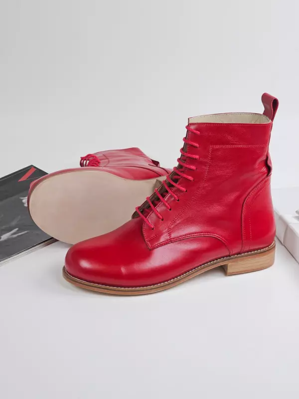 Harlem Boots Red Leather 2 cm heel