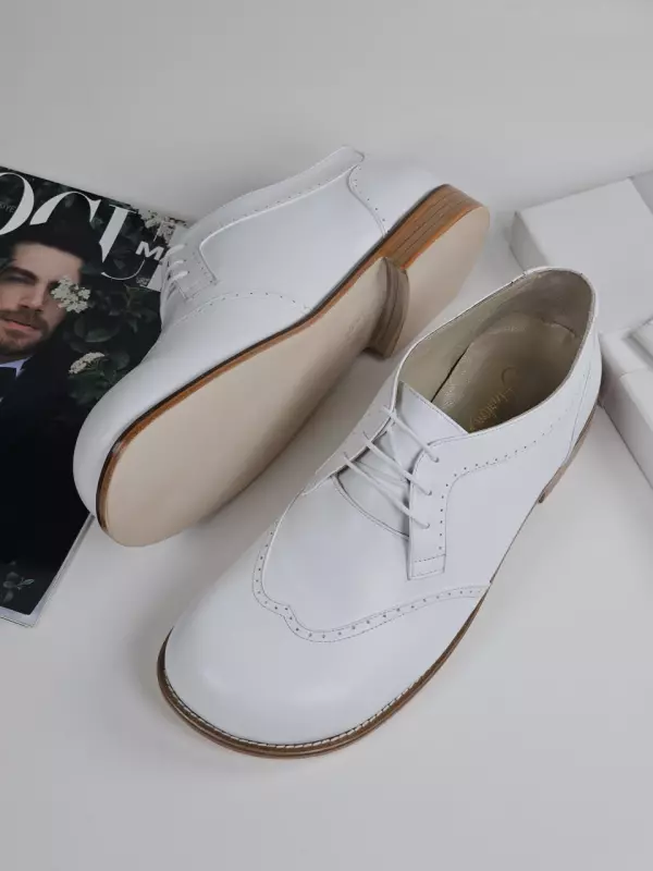 Barefoot Oxfords White Leather 2 cm heel