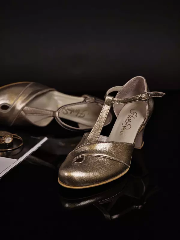 Platinum Gold Leather 6 cm  heel