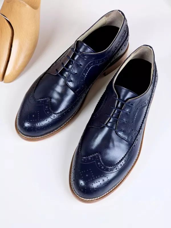 Broadway Slide Dark Blue Leather 2 cm heel