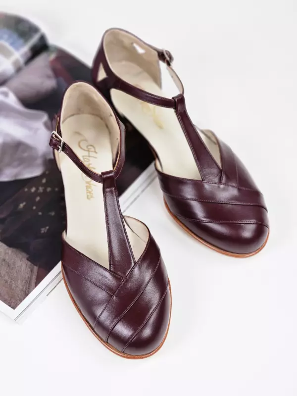 Bordeaux Leather 4 cm heel