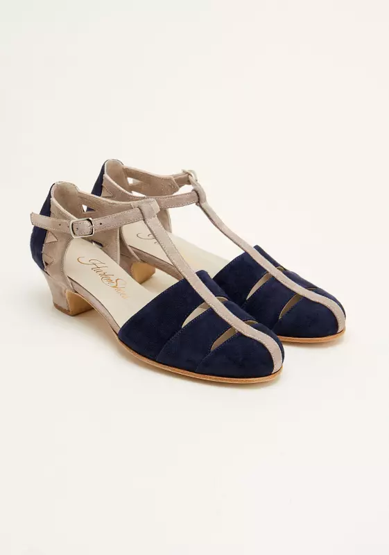 Harmony Dark Blue & Soft Grey Suede 4 cm heel