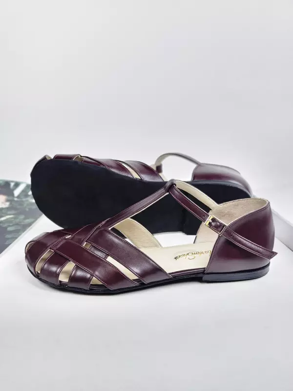 Barefoot Summer Bordeaux Leather 0.5 cm heel