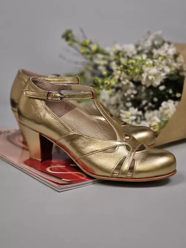 Gold Leather 6 cm Balboa heel