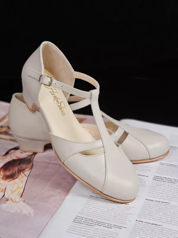 Beige Leather 3 cm heel