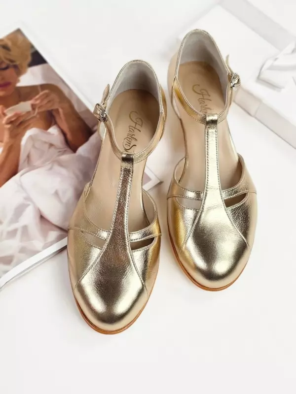 Platinum Gold Leather 3 cm heel