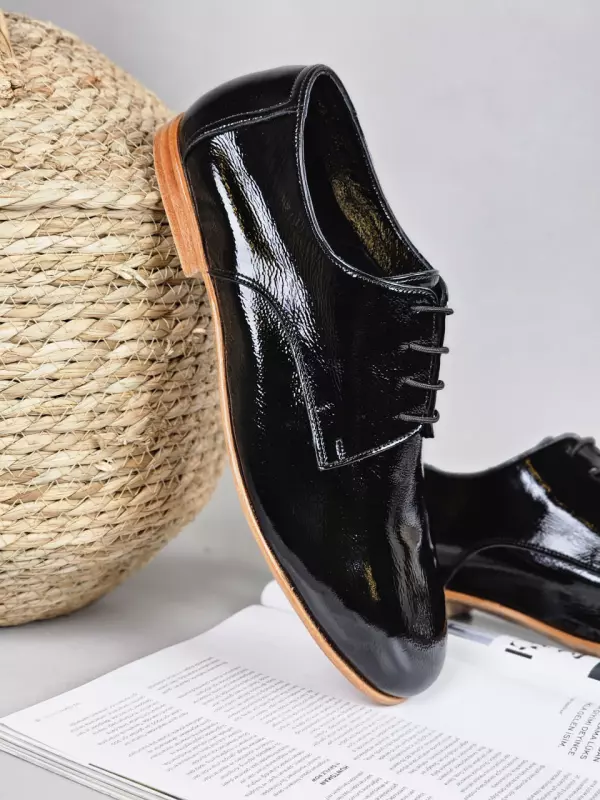 Frankie Soft Black Polished Leather 1 cm heel