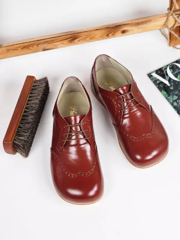 Barefoot Oxfords Brown Leather 1 cm heel