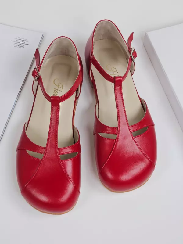 Barefoot Isabel Red Leather 2 cm heel