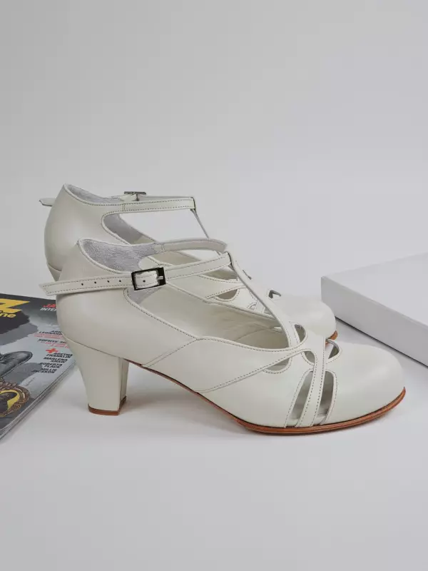 Spring Broken White Leather 6 cm balboa heel