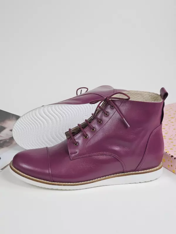 Derby Boots Aubergine Leather with Eva Sole