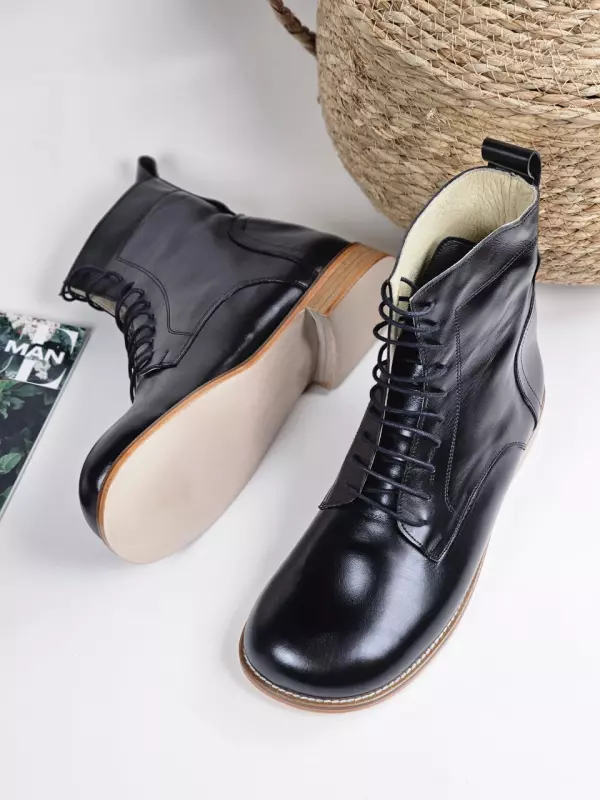 Barefoot Harlem Boots Black Leather 2 cm  heel