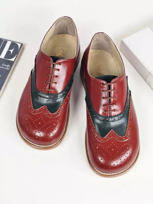Barefoot Brogue Brown & Jungle Green Leather 2 cm heel