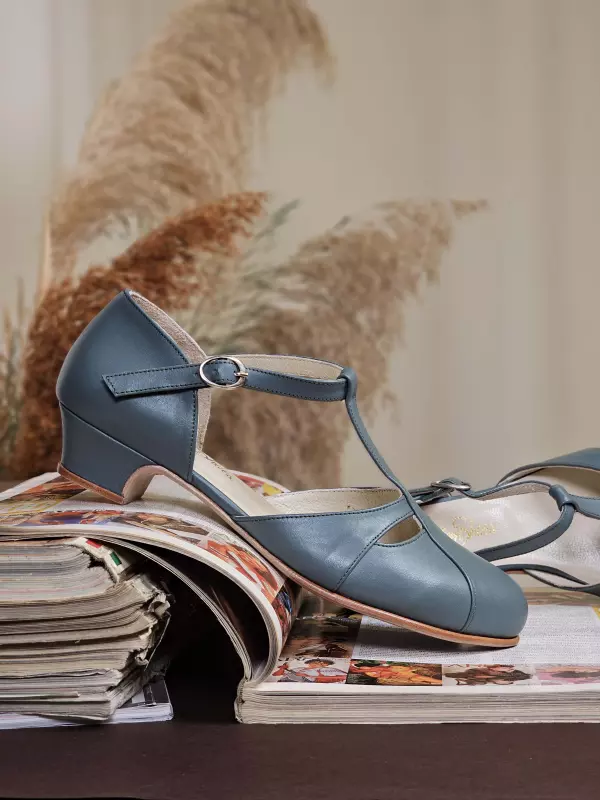 Isabel Teal Green Leather 3 cm heel