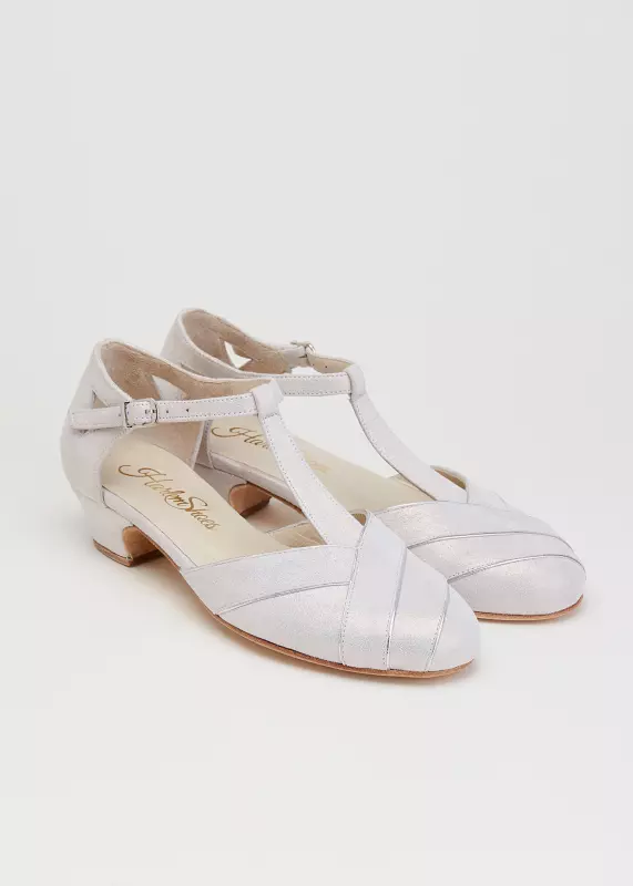 Shiny Cream Suede 4  cm heel