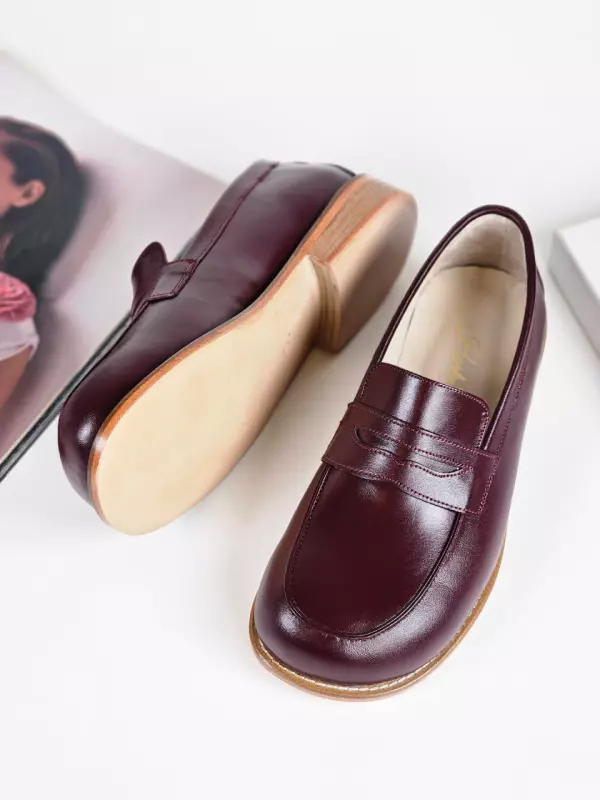 Barefoot Loafers Bordeaux Leather 2 cm heel