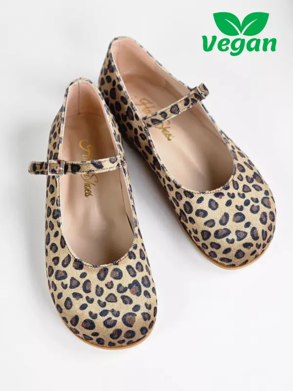 Barefoot Mary Jane Vegan Leopard Textile 0.5 cm heel