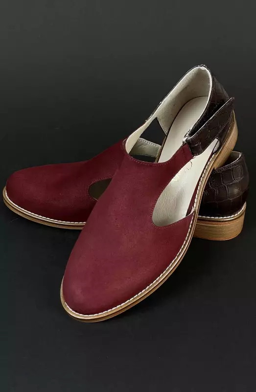 Milan Bordeaux Suede & Piton Leather 2 cm heel