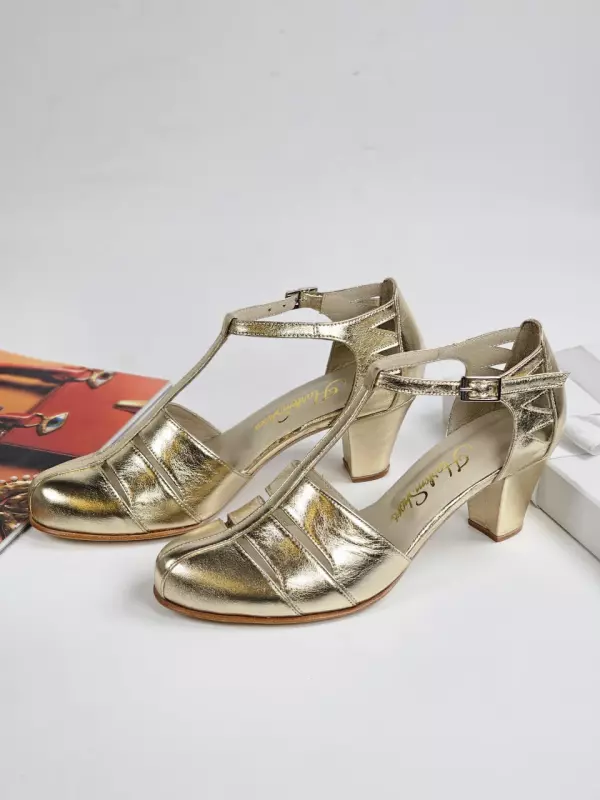 Platinum Gold Leather 6 cm Balboa heel