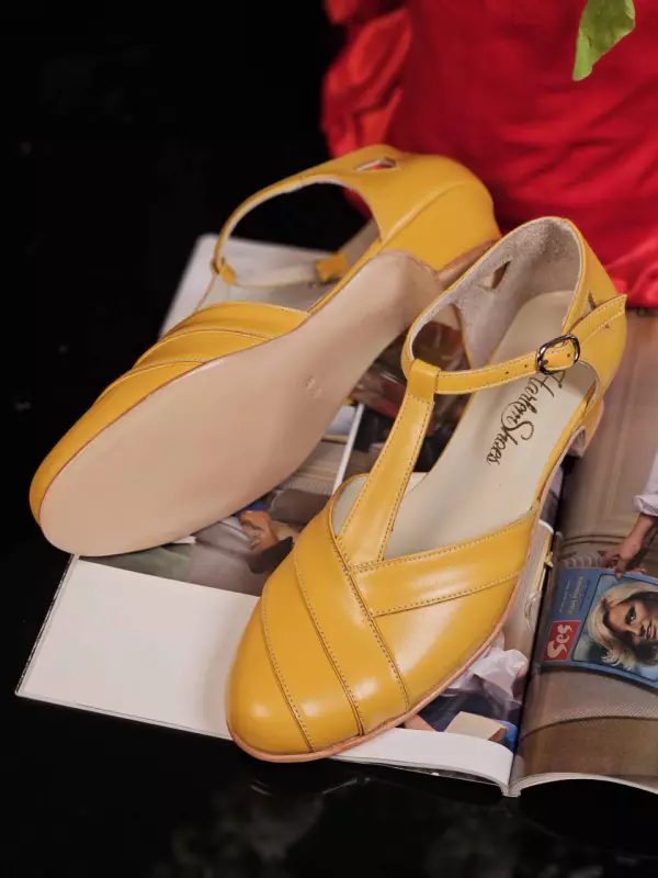 Yellow Leather 4 cm heel