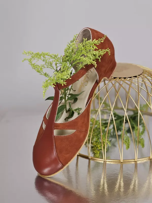 Brown Suede & Leather 3 cm heel