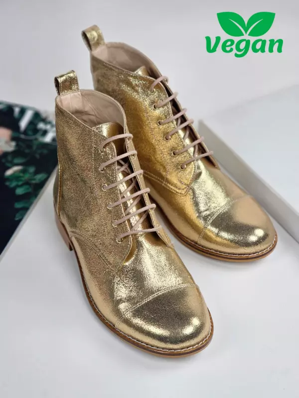Derby Boots Vegan Golden Textile 2 cm heel