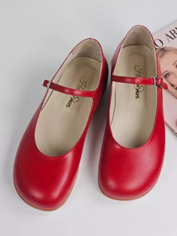 Barefoot Mary Jane Red Leather 2 cm heel
