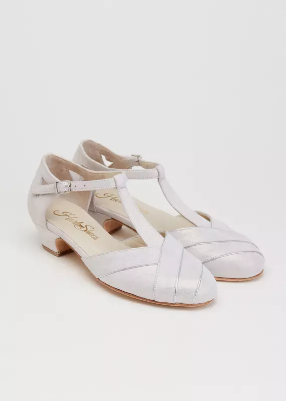 Shiny Cream Suede 4  cm heel