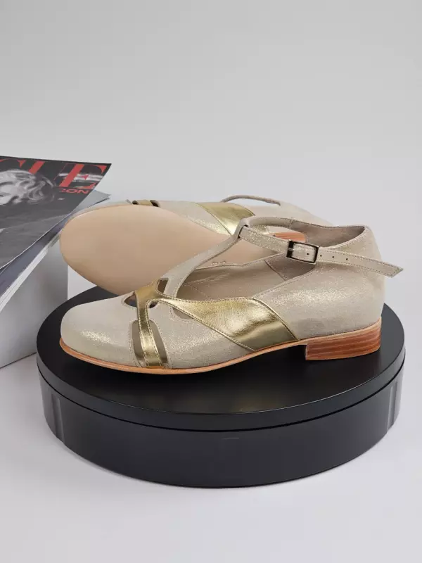 Golden Suede & Gold Leather 2 cm heel