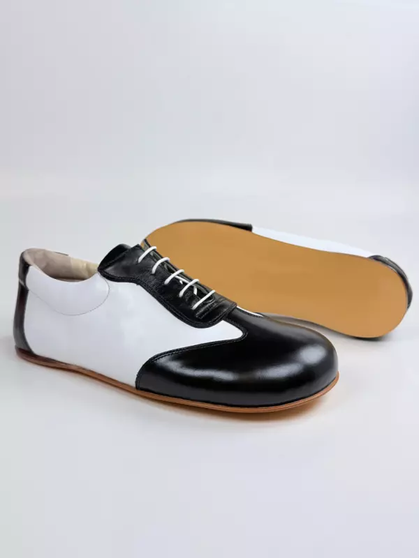 Barefoot New York White & Black Leather Zero Drop