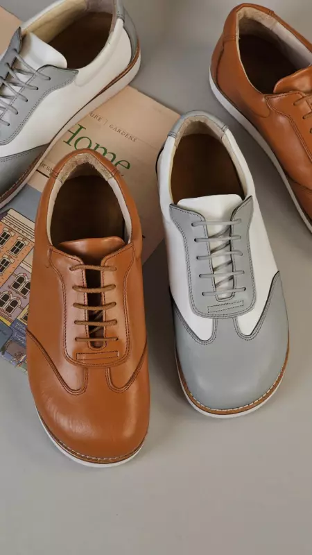 Grey & White Leather