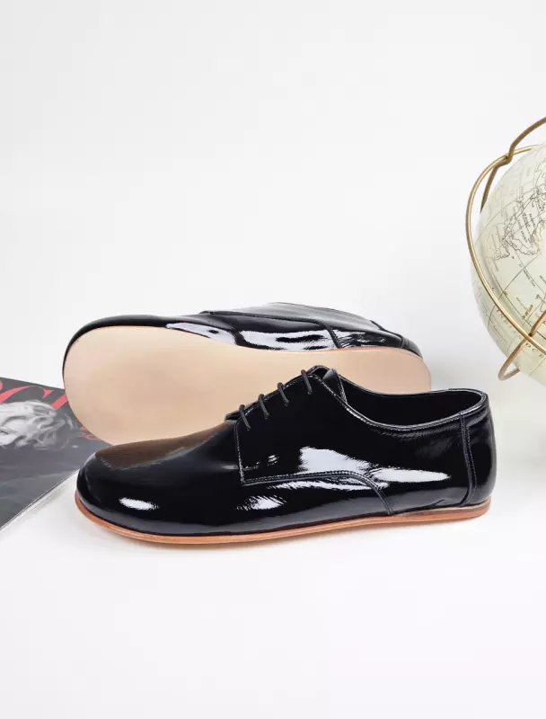 Barefoot Frankie Black Polished Leather Zero Drop