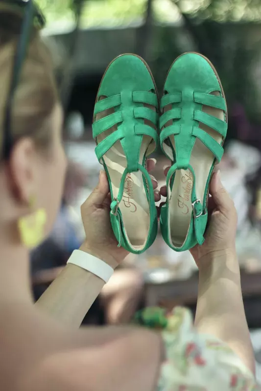 Sandals Grass Green Suede 2 cm heel