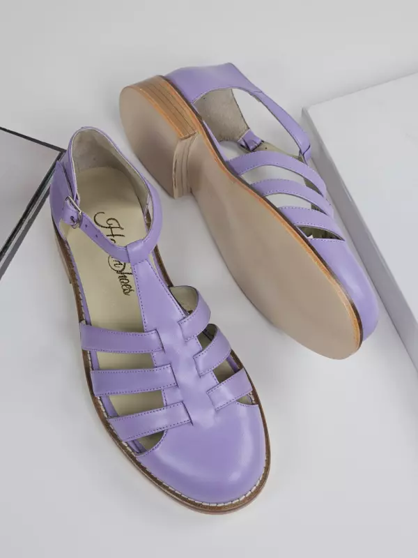 Sandals Lilac Leather 2 cm heel