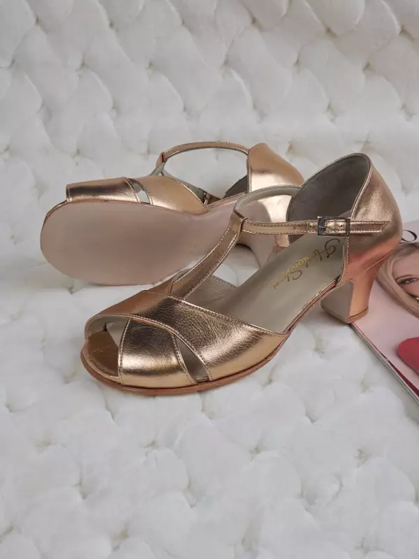 Barefoot Doris Rose Gold Leather 6 cm heel