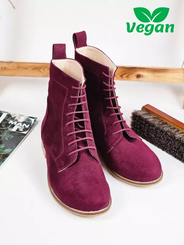 Harlem Boots Vegan Bordeaux Textile 2 cm heel