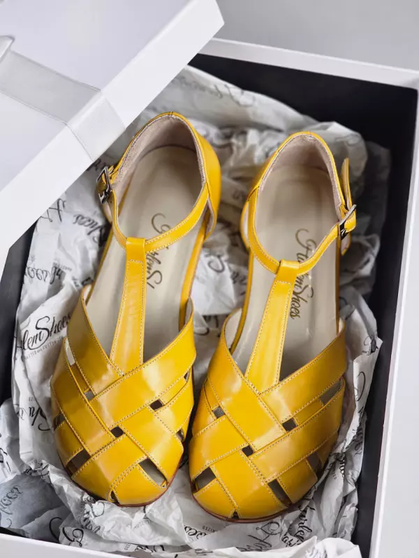 Barefoot Summer Yellow Leather 4 cm heel