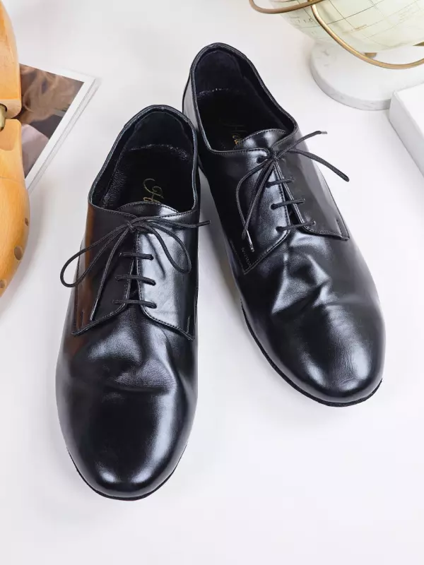 Frankie Soft Black Leather with "Flexible Sole" 1 cm heel