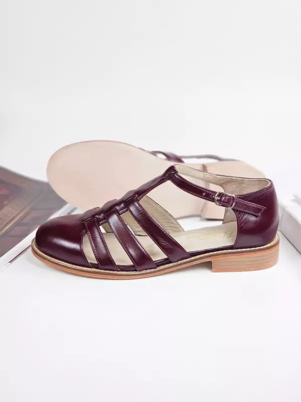 Sandals Bordeaux Leather 2 cm heel