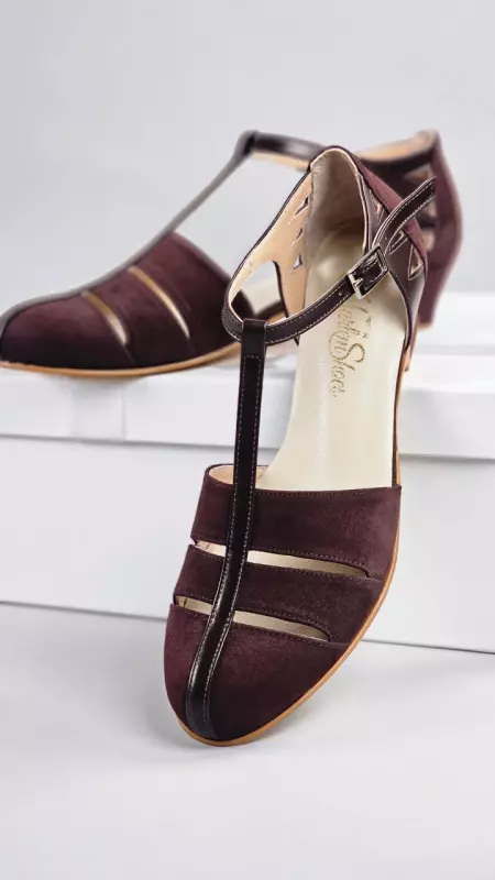 Harmony Dark Chocolate Suede & Leather 4 cm heel