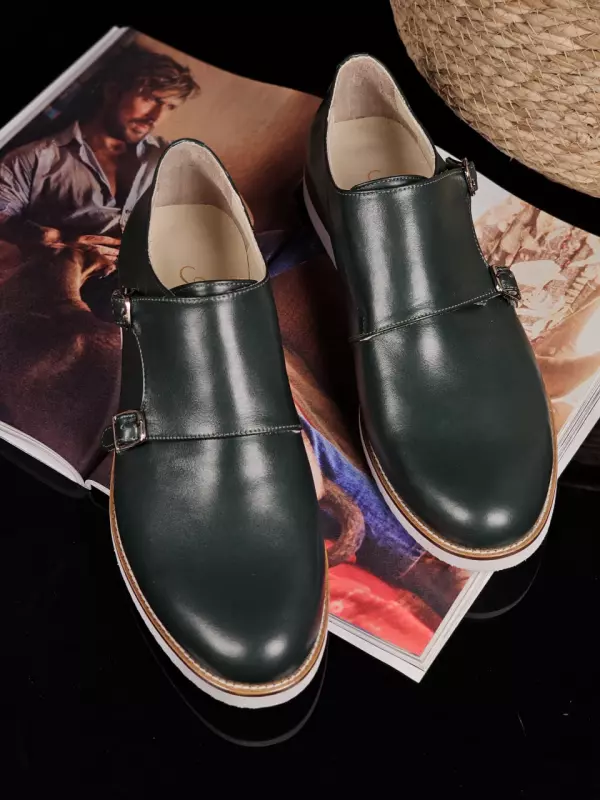 Monk Jungle Green Leather with Eva sole