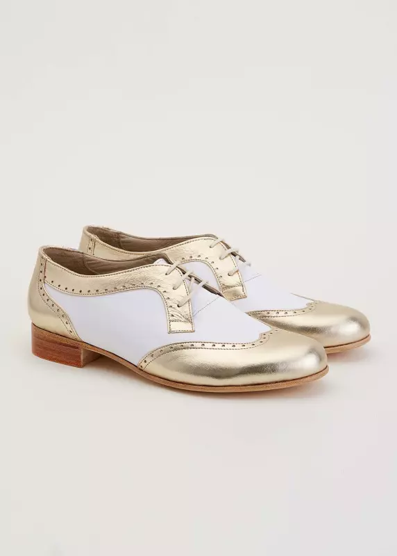 Gold & White Leather 2 cm heel