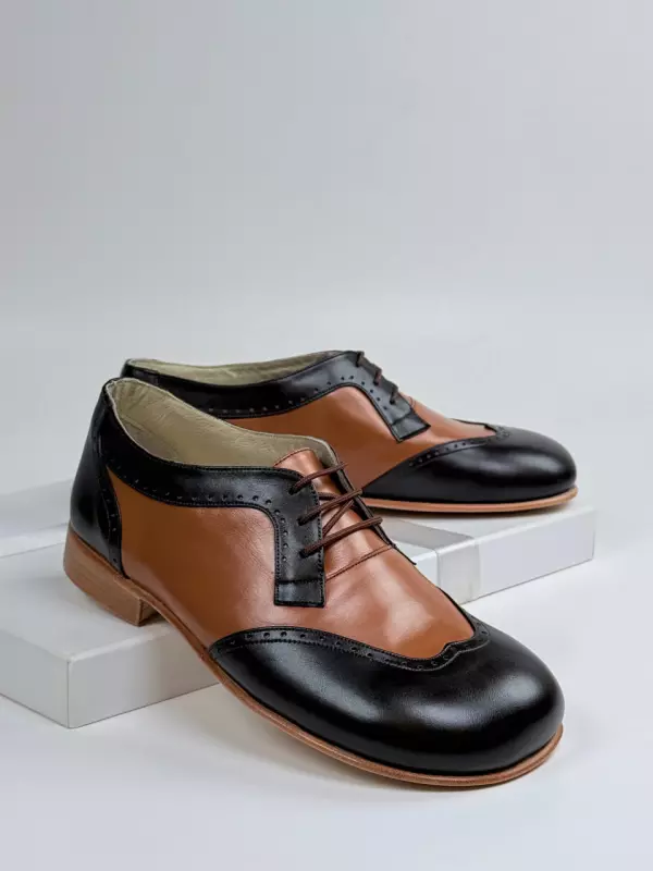 Barefoot Oxfords Dark Chocolate & Brown Leather 2 cm heel