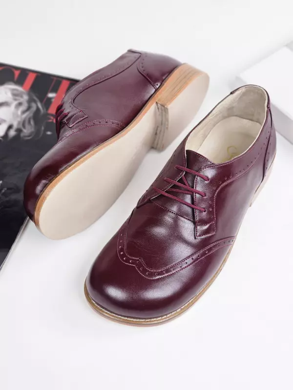 Barefoot Oxfords Bordeaux Leather 2 cm heel