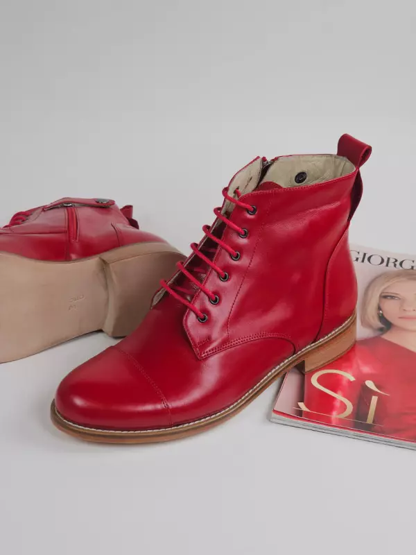 with Zipper Red Leather 2 cm heel