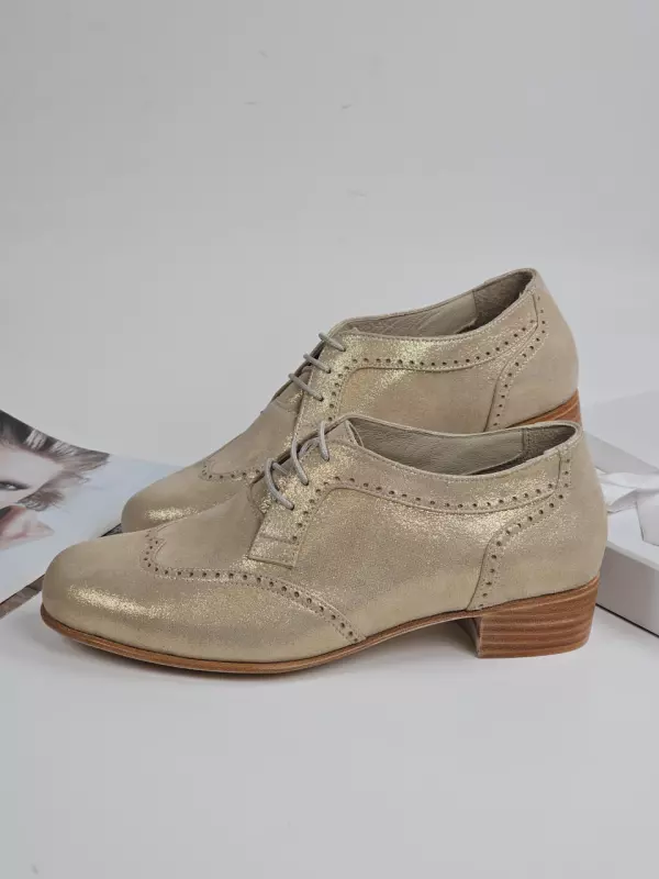 Women Oxfords Golden Suede 4 cm heel
