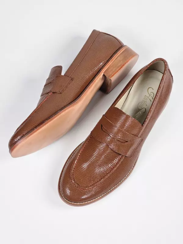 Loafers Brown Snake Leather 2 cm heel