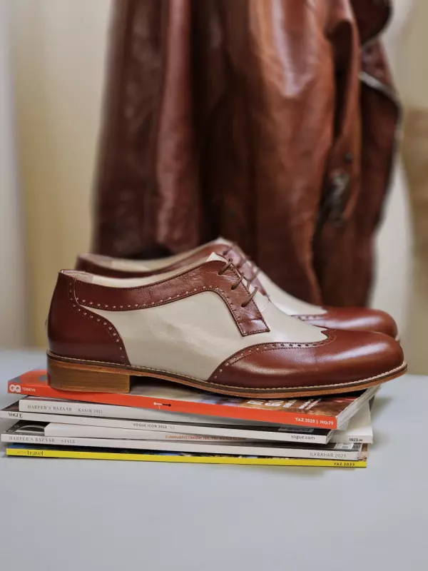 Oxfords Brown & Beige Leather 2 cm heel